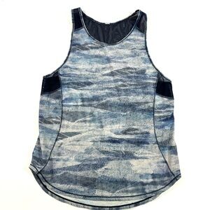 Lululemon Sculpt Tank II Mesh Scape Multi True Navy Blue Sleeveless